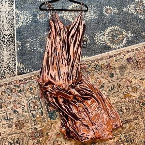 NWT Express copper metallic maxi dress
